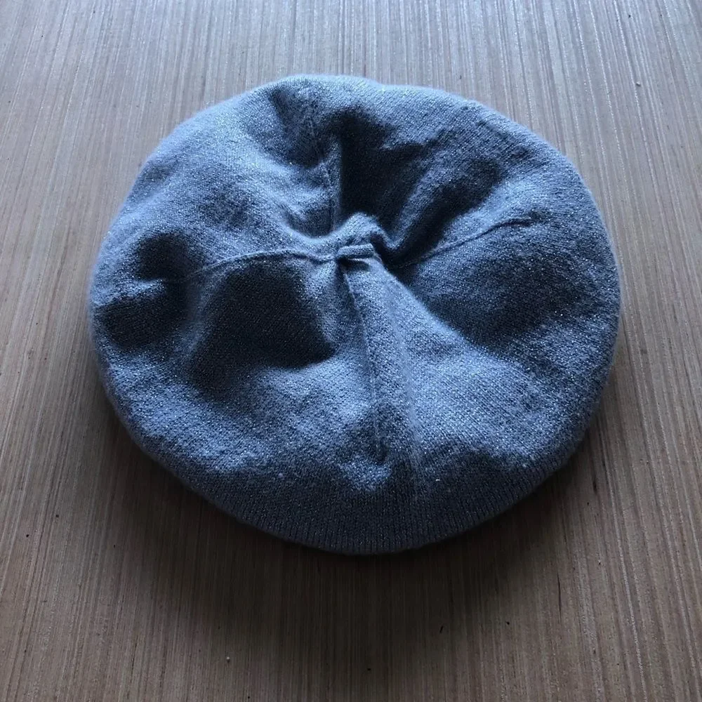 Kid's Janie & Jack Grey Sparkly Beret Hat